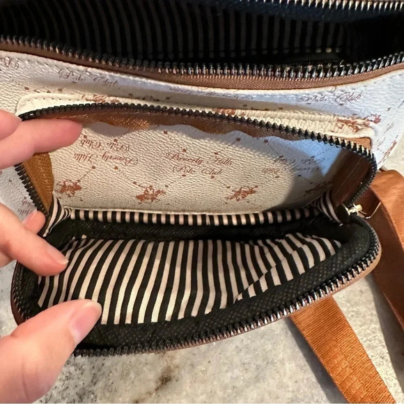 Beverly Hills Polo Club Fanny Pack White and Brown Adjustable Waist Size O/S - Picture 7 of 8